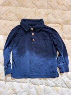 Mini Boden Navy Long-Sleeve Polo with Pocket